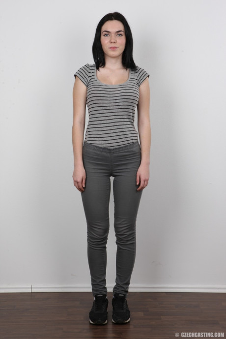 Amateur Petra has perky boobs and large nipples photographed for a casting call