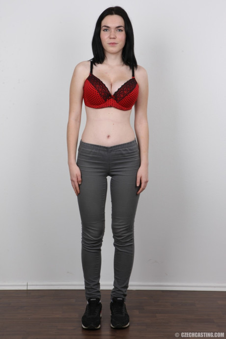 Amateur Petra has perky boobs and large nipples photographed for a casting call