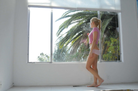 Blondy babe Ashley Fires takes an anal fucking from Jordan at her home.