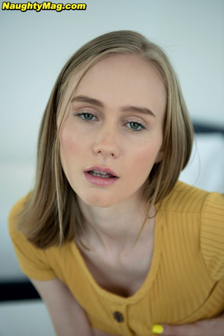 Petite teen Alicia Williams uncovers her tits before slipping hand down panties