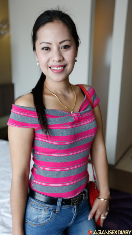 Stunning sexy amateur oriental babe Noti unveils her body and gets drilled in POV action