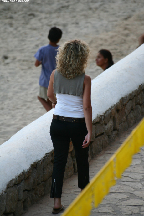Sweet teenie ladies are followed in public places by a creepy voyeur