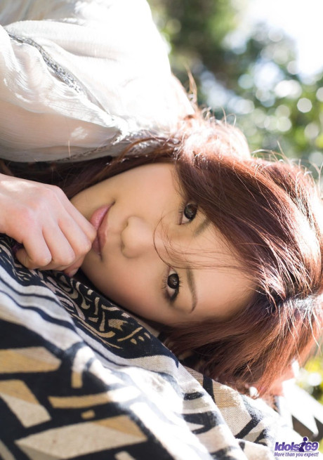 Fresh teen Japanese skank girlfriend broad Ryo Shinohara gets totally naked in woods ass house
