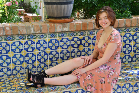Stunning hottie amateur Aria upskirting & flashing her lovely nipples in public