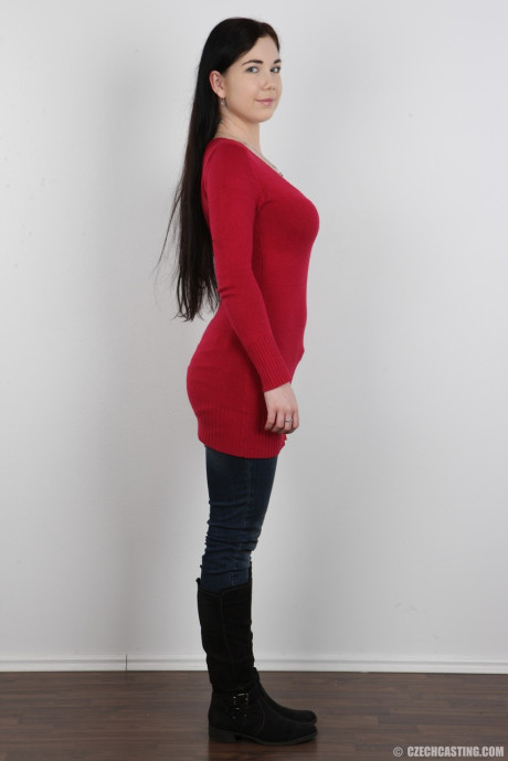Fresh faced Lucka peels her jeans for a nude interview photo session