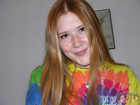 Freckled Face red hair Amateur young Pulling Down Shorts To Expose butthole