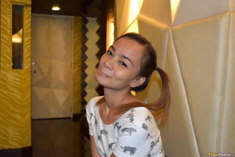 Thin asian whore gf chick Seina shows her behind and twat before a POV schlong ride