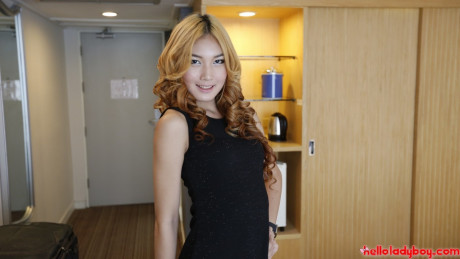 19yo horny Thai lady boy does a striptease for white tourist