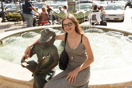 Amateur nerd Patience Dolder secretly shows her titties and behind in public