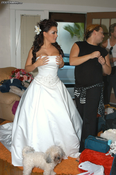 Salacious hispanic with fake boobs Eva Angelina poses nude on her wedding day