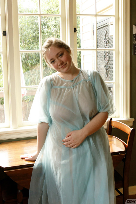 Adorable babe Rose Fessenden shows off her chubby body in see-through undies