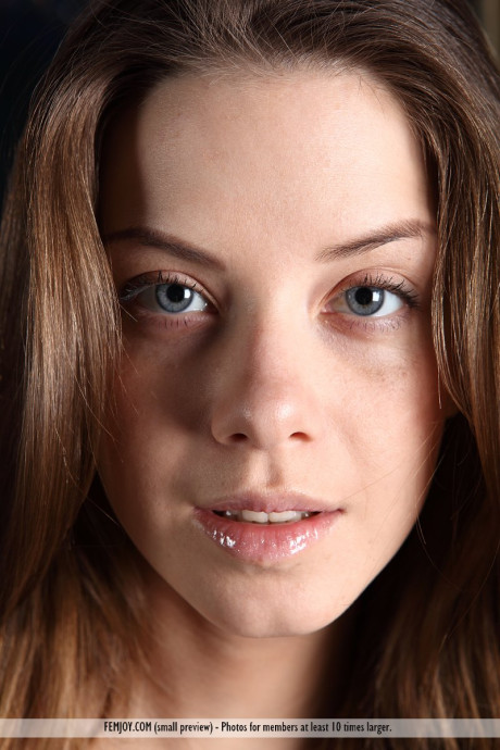 Fresh teen brunette Danica with perfect perky nipples spread naked on the floor