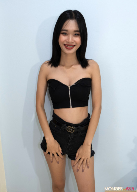 Beautiful sweet Thai young Bussaba goes bare-breasted at the casting & shows her titties