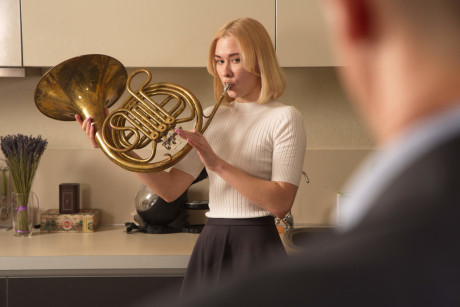 Russian blondie Via Lasciva tastes her teacher's dick before getting boned