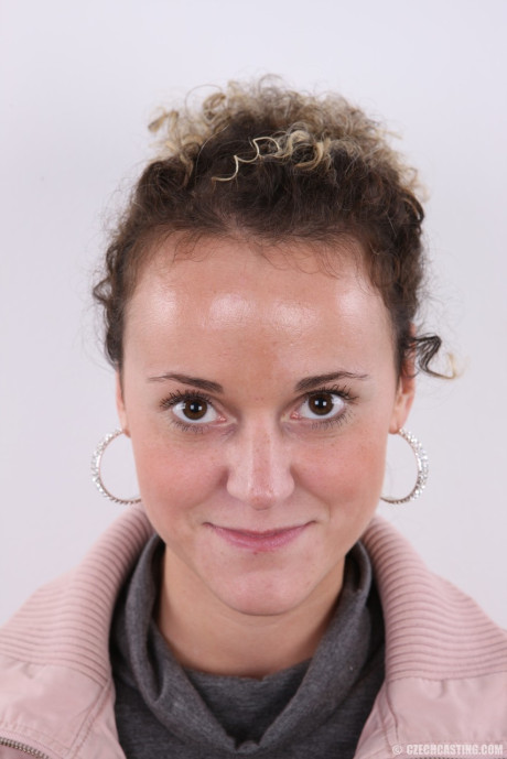 Czech amateur Monika smiles once she is free off jeans and the rest of clothes