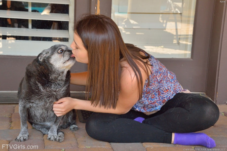 Attractive brunette Kylie doffs her white outfit and reveals her fantastic body