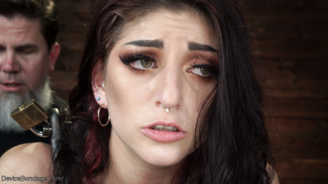 American slave bitch GF girl Nikki Knightly gets painfully toyed while bound