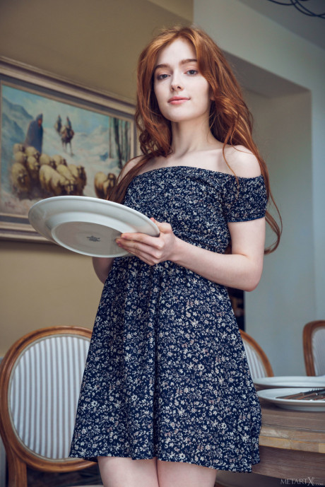 Glamorous ginger head Jia Lissa shows every inch of her skinny naked body