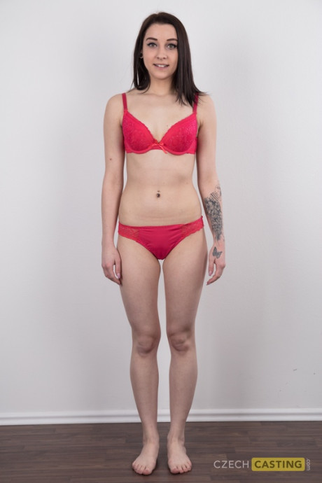 Czech first timer Tereza stands naked after after removing all her clothes