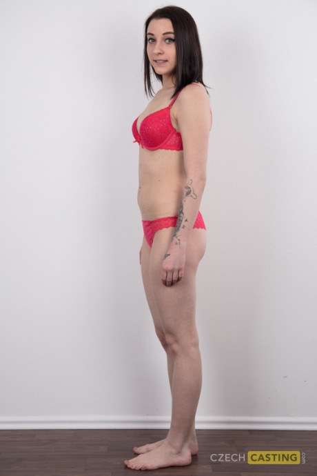 Czech first timer Tereza stands naked after after removing all her clothes