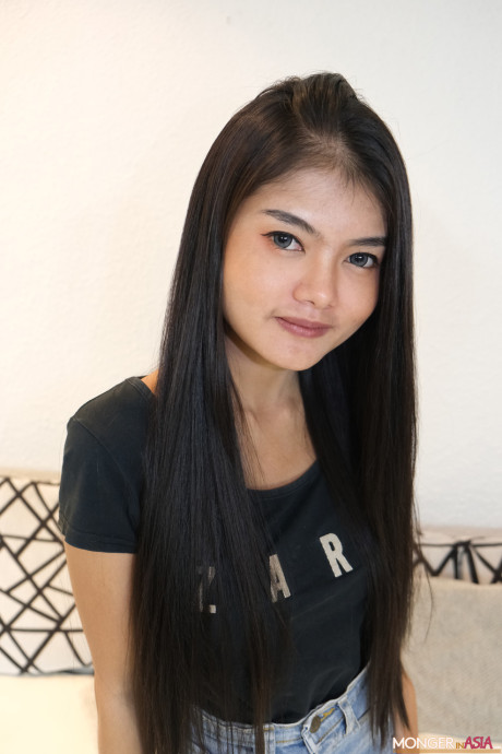 Small Thai mom Nunu strips & exposes her tiny tits hairy cunt & little butt