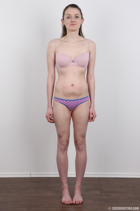 Young young amateur Eliska sheds clothing to display tiny boobies with nipples closeup