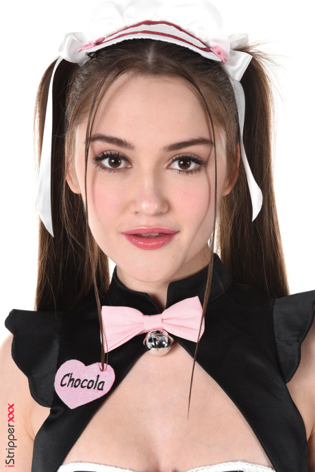 Charming skank GF girl Sonya Blaze models dirty maid apparel before dildoing her vagina