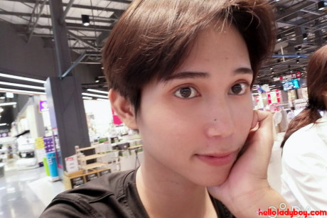 Stunning oriental transexual posing fully clothed in public in her own compilation