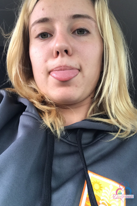 Cute amateur girl Haley Reed exposes her hard nips and touches her pussy