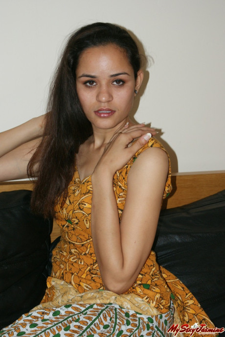 Small titted fresh teen Indian skank GF lady undressing slowly to lounge naked on her bed