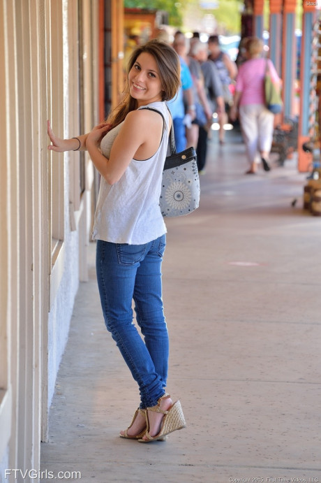 Stacey giving snatch gaping closeups & flashing sexy melons & hot booty in public