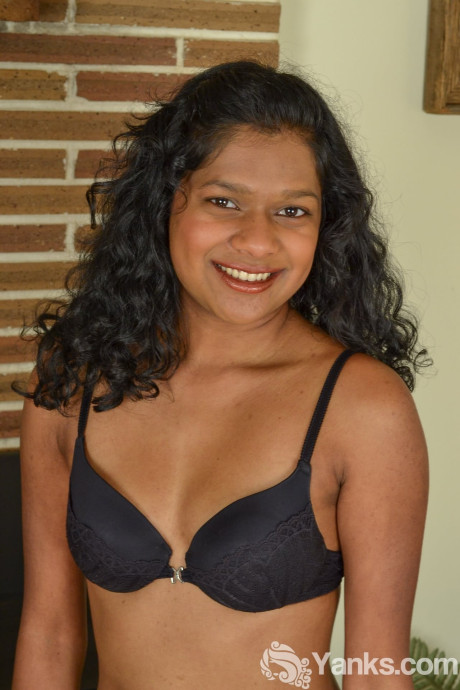 Indian with ebony haired Leilah doffs her undergarment and squeezes her snatch