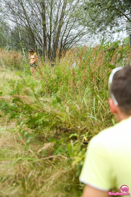 Hot young with a juicy behind and large boobies Adelle gets hammered by the river
