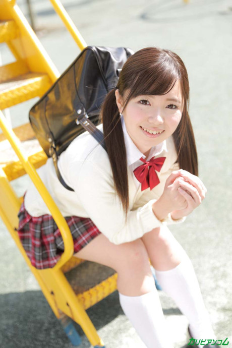 Innocent Japanese schoolgirl Chihiro Nishikawa gets bent over the bed & banged