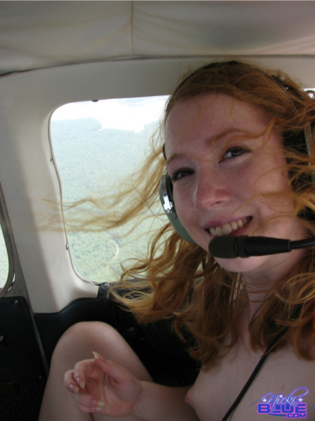 Amateur ginger lady broad Nicki Blue strips her underwear in a helicopter