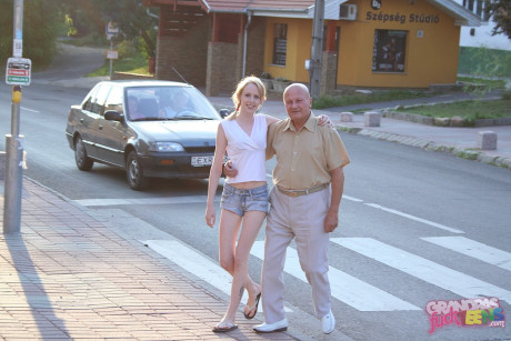 Old grandpa bangs this blonde skinny teenie with small breasts Jenni