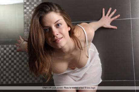Gorgeous young teen minxDanica teases with hard nipples & stretches chunky open nude