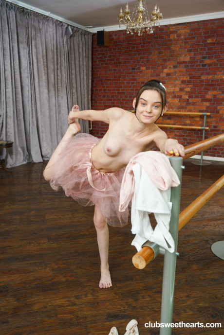 Skinny ballerina Pure Kitti flaunts her petite figure and rubs her clitoris