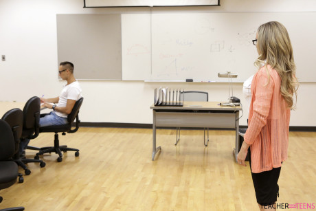 Teacher with nice ass seduced in the copy room for a long huge cock fucking