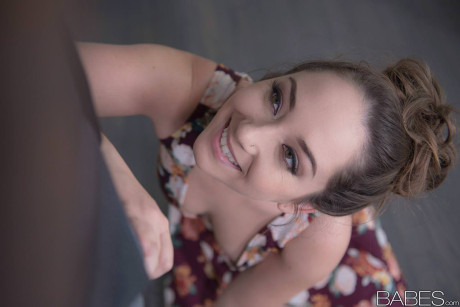 Sensual brunette young Remi Lacroix mounts on a massive ebony dong