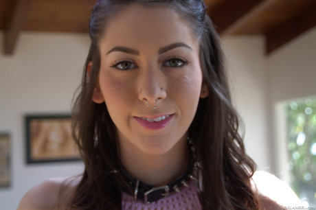 Gorgeous lovely looking babe with amazing body is eager to boast of her stunning behind