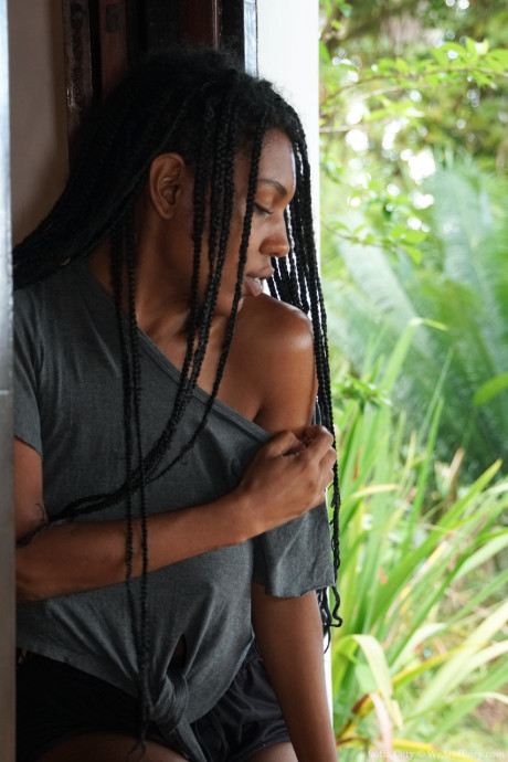 African model Sofia Cuty teases with her large natural tits & silky beaver