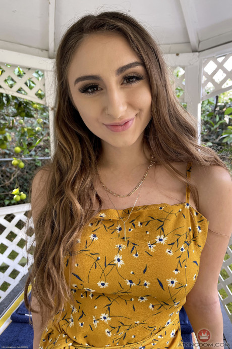 Alluring young Penelope Kay displays her irresistible twat up close