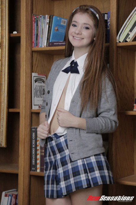 Brunette schoolgirl Ava Sparxxx hikes her skirt up and fucks a rod in POV
