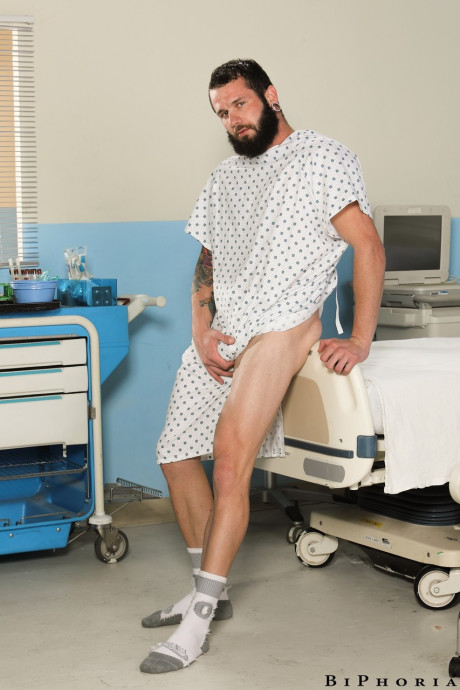 Hot blondie nurse has a gangbang with a bisexual doctor and a male patient