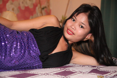 Alluring Filipina girl GF chick Alona showing off her attractive tits & her bushy vagina