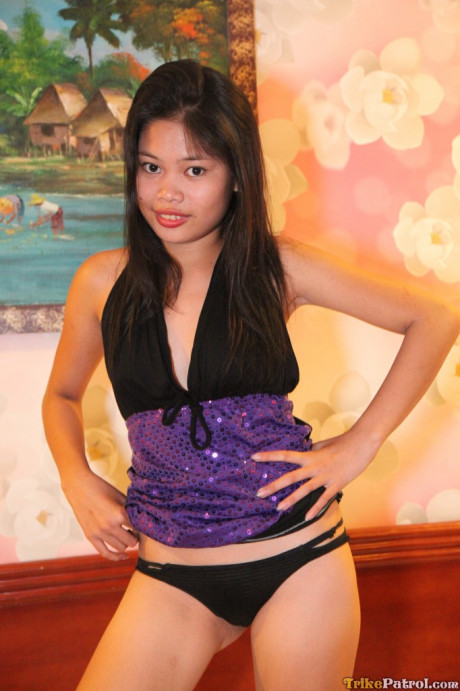 Alluring Filipina girl GF chick Alona showing off her attractive tits & her bushy vagina