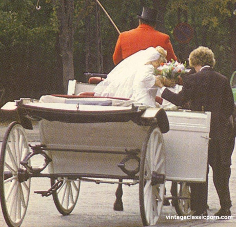 Stunning bride & her man have hardcore sex in a sizzling vintage scene