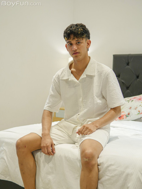 Younger hubby bf man Ricky Montes gets totally undressed while playing with his meat