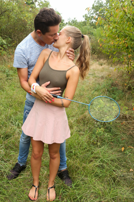 Hungarian teenie Tiffany Tatum gets picked up at the bus stop & poked in nature